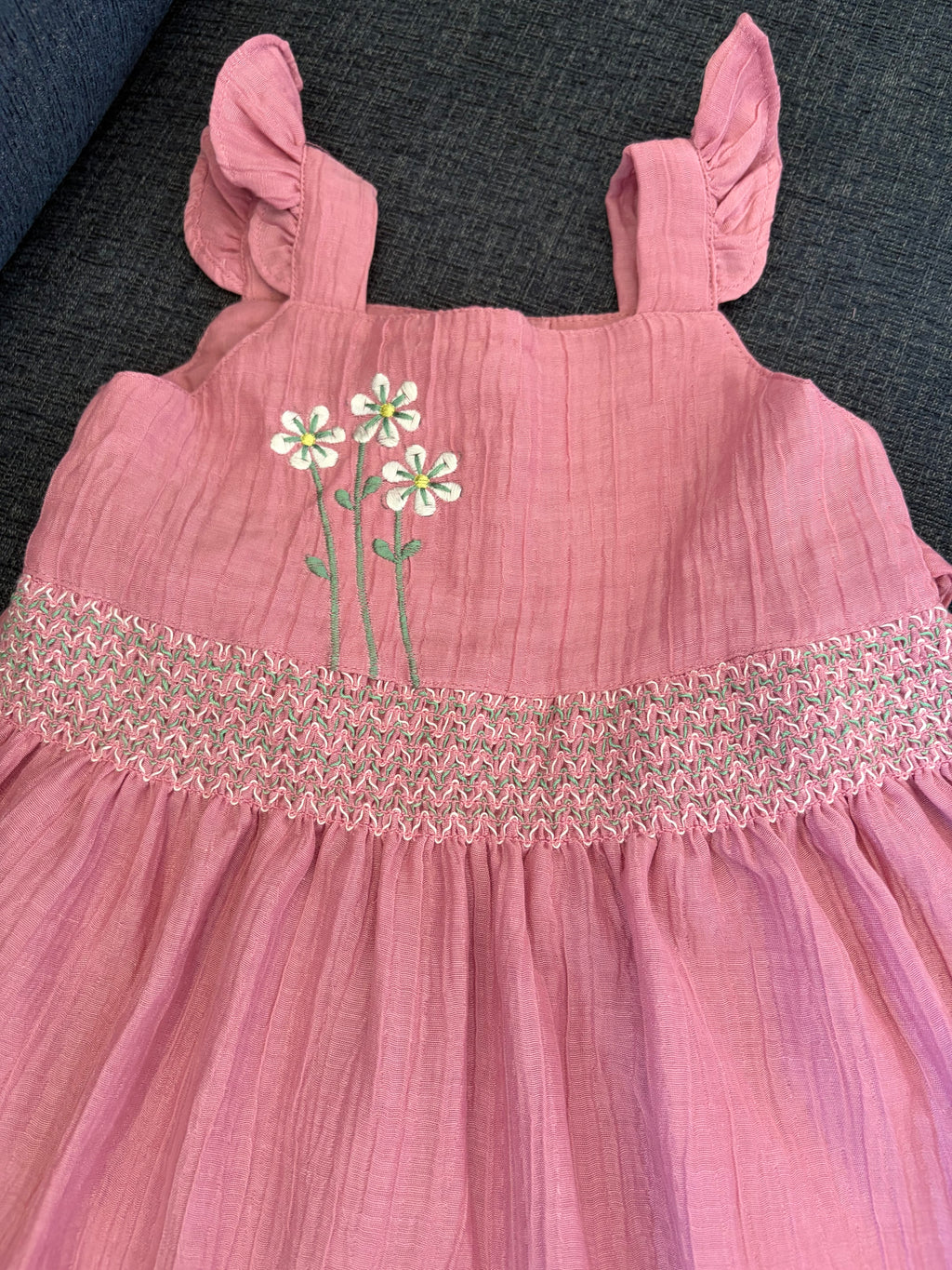 Organic Cotton Pink Squareneck Dress — Toddler and Baby Girls