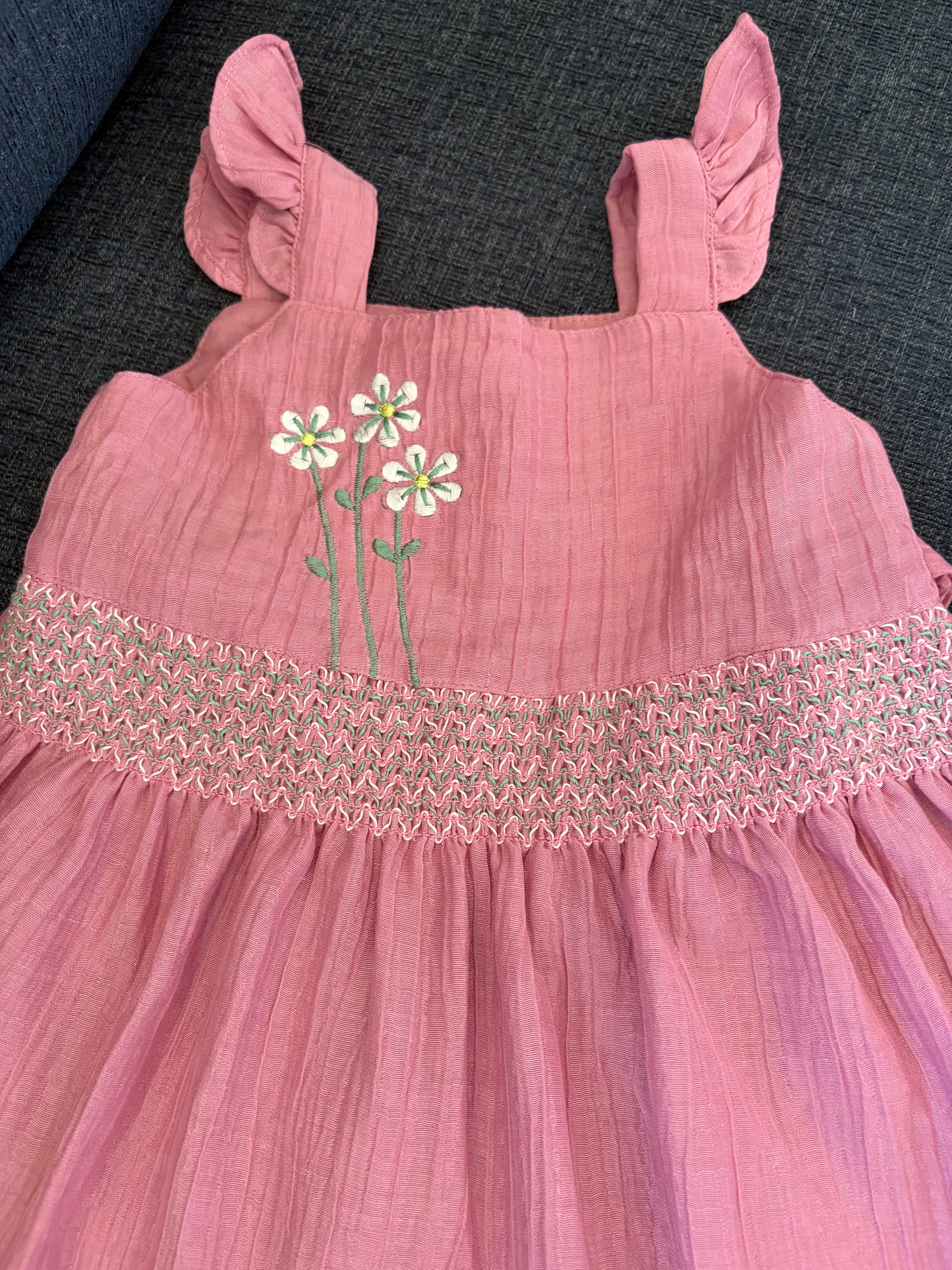 Organic Cotton Pink Squareneck Dress — Toddler and Baby Girls