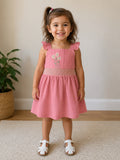 Organic Cotton Pink Squareneck Dress — Toddler and Baby Girls