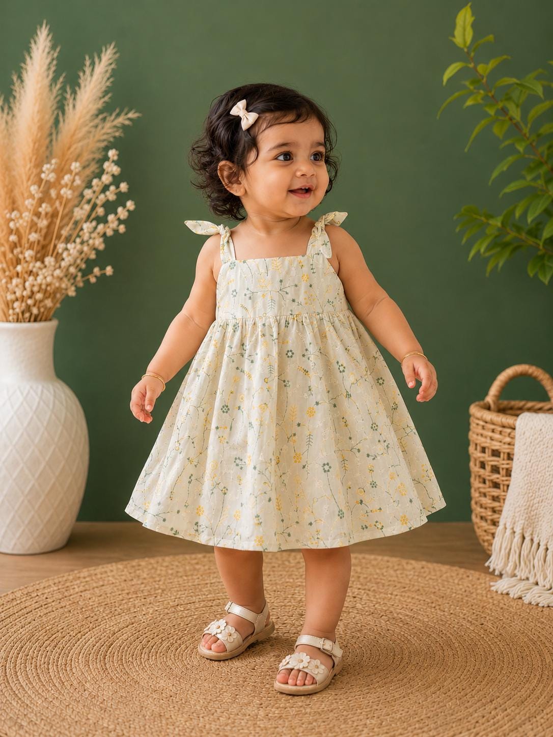 Organic Cotton Toddler Girl Squareneck  Dress Summer Birthday Outfit Kids Dress Baby Girl Dress