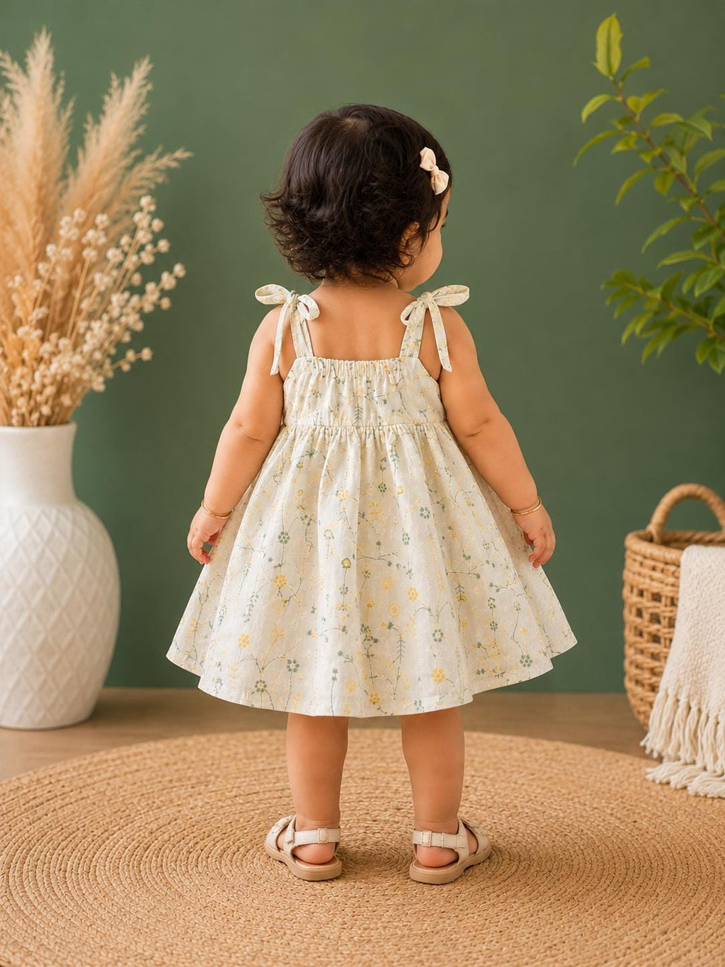 Organic Cotton Toddler Girl Squareneck  Dress Summer Birthday Outfit Kids Dress Baby Girl Dress